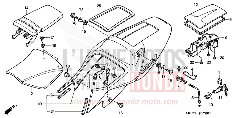 SEAT/SEAT COWL for VTR1000 SP-1 WINNING RED (R258) from 2001